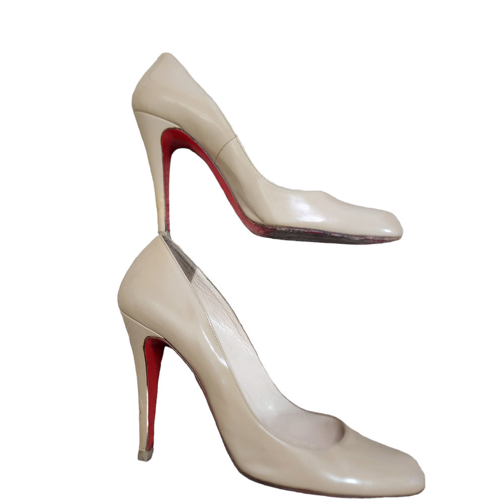 Christian Loubiton patent leather tan heels pumps size 8.5 - Picture 2 of 8